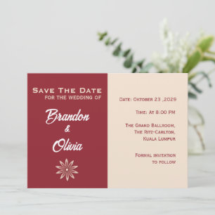 Burgund Modernes Minimalistisches Sternblumenmuste Save The Date