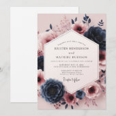 Burgund-Moody-Bloom-Assemblage-Hochzeit Einladung (Vorne/Hinten)