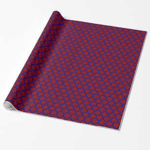 Burgund Navy Blau Marokkanisches Vierpass-Muster # Geschenkpapier