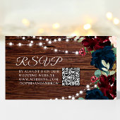 Burgund & Navy Blue Blume Rustikale Hochzeitsstimm Begleitkarte