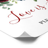 Burgund Navy Blue Blush Liebe ist süße Hochzeitpos Poster (Ecke)