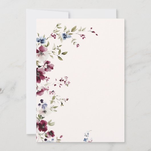 Burgund Navy Blue Liebe in Bloom Brautparty Einladung (Rückseite)