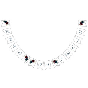 Burgund & Navy Blume Rustikale Holzhochzeit Wimpelkette