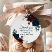 Burgund & Navy Blume Rustikales Brautparty Geschenkanhänger