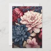 Burgund & Navy Blumenwein Boho Brautparty Einladung (Rückseite)