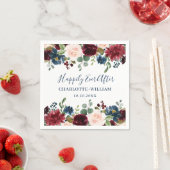 Burgund Navy Blush Bloral Rustikale Hochzeit Serviette (Beispiel)