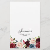 Burgund Navy Blush Brautparty Game (Rückseite)