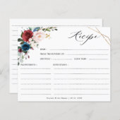Burgund Navy Blush Brautparty Rezept Card (Vorne/Hinten)