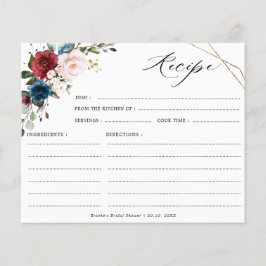 Burgund Navy Blush Brautparty Rezept Card