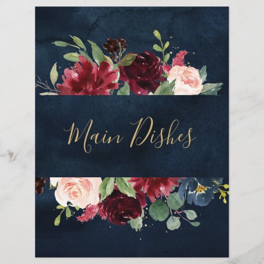 Burgund Navy Blush Brautparty Rezept Division (Rückseite)