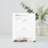 Burgund Navy Blush Brautparty Rezept Karte (Stehend Vorderseite)