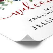 Burgund Navy Blush ENGAGEMENT PARTEI Willkommen Poster (Ecke)