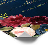Burgund Navy Blush Floral Gold Mimosa Bar Poster (Ecke)
