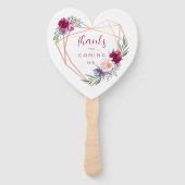 Burgund Navy & Blush Heart Bloom Wedding Hand Fan Fächer (Vorderseite)