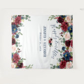 Burgund Navy Blush Hochzeitsszenario Foto Hintergr Wandteppich (Vorderseite (Horizontal))