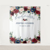 Burgund Navy Blush Hochzeitsszenario Foto Hintergr Wandteppich (Vorderseite)