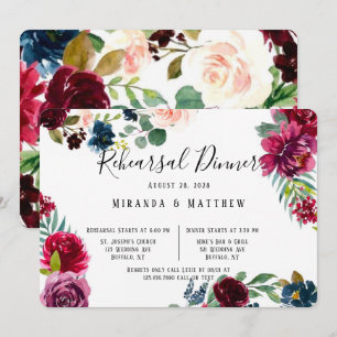 Burgund Navy Blush Peony Probe Dinner Einladung
