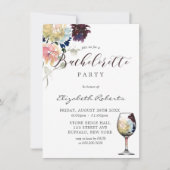 Burgund Navy Blush Pink Peony Junggeselinnen-Absch Einladung (Vorderseite)