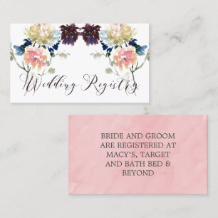 Burgund Navy Blush Pink Wedding Card Visitenkarte