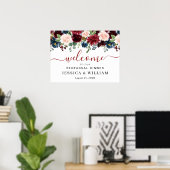 Burgund Navy Blush PROBE DINNER Willkommen Poster (Heimbüro)