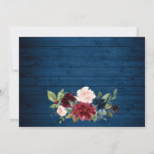 Burgund Navy Blush Rustikale Blumenhochzeit Save The Date (Rückseite)