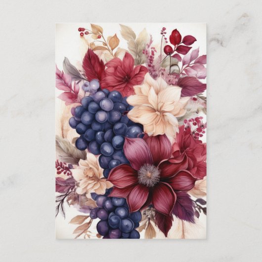 Burgund, Navy & Blush Weinverkostung Details Begleitkarte (Rückseite)