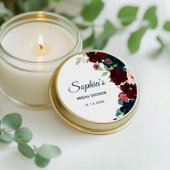 Burgund & Navy Blüten Rustikales Brautparty Runder Aufkleber