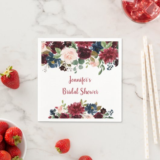 Burgund & Navy Brautparty Serviette (Beispiel)