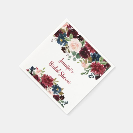 Burgund & Navy Brautparty Serviette (Ecke)