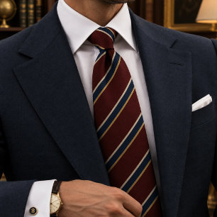Burgund-Navy Collegiate Stripe Heritage Krawatte