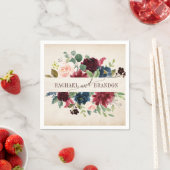 Burgund Navy Floral Boho Country Wedding Serviette (Beispiel)