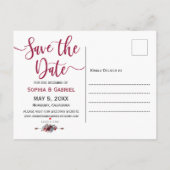 Burgund Navy Floral  Foto Ankündigungspostkarte (Rückseite)