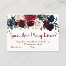 Burgund & Navy Floral Guess Wie viele Kisses Game