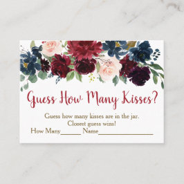 Burgund & Navy Floral Guess Wie viele Kisses Game Platzkarte