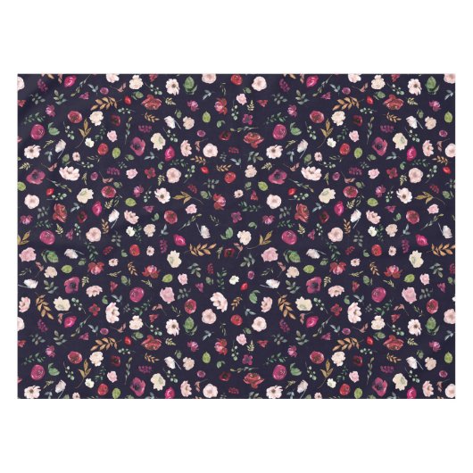 Burgund-Navy-Floral-Muster Tischdecke (Vorderseite (Horizontal))