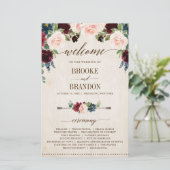 Burgund Navy Floral Rustikal Country Programm (Stehend Vorderseite)