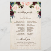 Burgund Navy Floral Rustikal Country Programm (Rückseite)