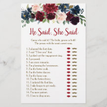 Burgund & Navy Floral sagte er sagte, sie sagte Sp