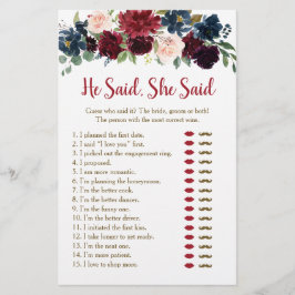 Burgund & Navy Floral sagte er sagte, sie sagte Sp