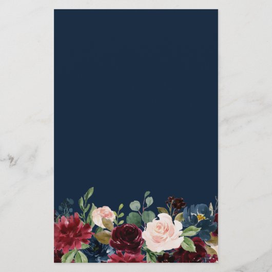 Burgund & Navy Floral sagte er sagte, sie sagte Sp (Rückseite)