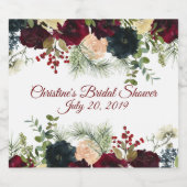 Burgund, Navy Floral Sparkling Wine Labels Schaumweinetikett (Einzelnes Label)