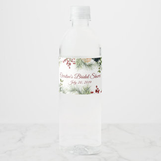 Burgund, Navy Floral Water Flaschen Labels Wasserflaschenetikett