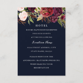 Burgund Navy Hochzeit im Herbst Hotel Card Begleitkarte