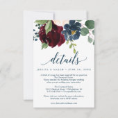 Burgund Navy-Hochzeitskarte Einladung (Vorderseite)