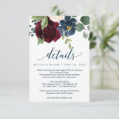 Burgund Navy-Hochzeitskarte Einladung (Stehend Vorderseite)