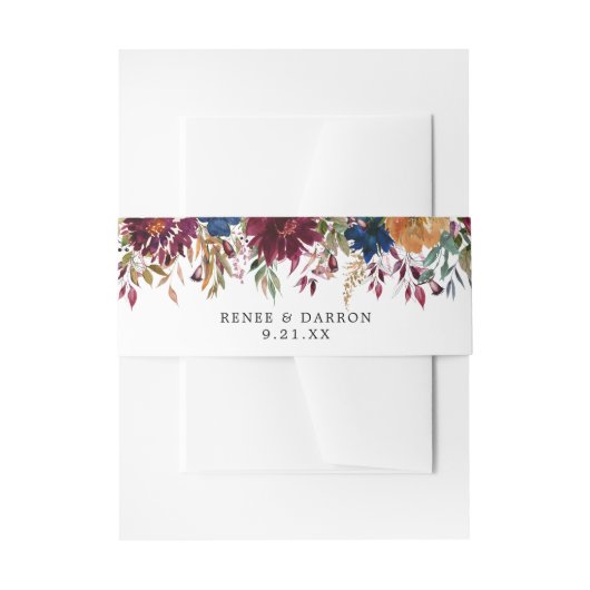 Burgund & Navy Orange Fall Floral 2 Einladungsbanderole (Vorderseite Beispiel)