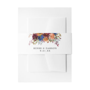 Burgund & Navy Orange Fall Floral 3 Einladungsbanderole