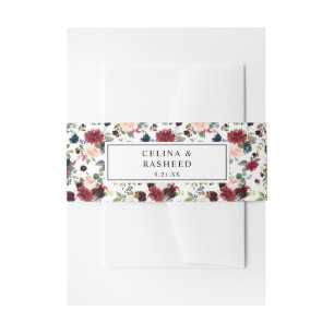 Burgund & Navy, Rosa Rosa Blüte 3 Einladungsbanderole