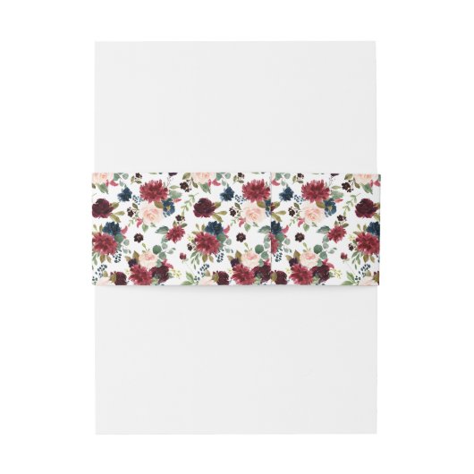 Burgund & Navy, Rosa Rosa Blüte 3 Einladungsbanderole (Rückseitenbeispiel)