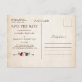 Burgund Navy Rustikales Land Save the Date Ankündigungspostkarte (Rückseite)